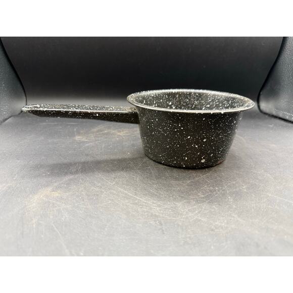 Vintage Black Speckled Enamelware Pot – 6.5” Retro Pan & Kettle-Rustic - Picture 2 of 9